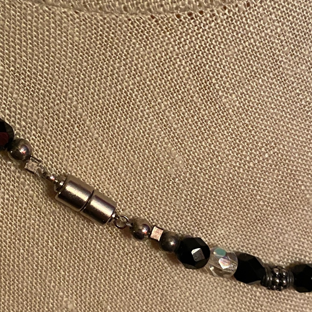 Necklace Vintage Black, Silver& Clear Beaded - Picture 16 of 16